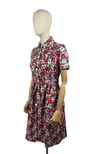 Load image into Gallery viewer, Original 1940's Deadstock Thick Cotton Belted Chore Dress in Red, White and Blue - Bust 34
