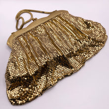 Load image into Gallery viewer, Vintage 1950&#39;s Gold Metal Mesh Bag with Snake Chain Handle and Fully Lined with Paste Set Frame - West German Made *
