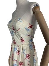 Load image into Gallery viewer, Original Petite Fitting 1940&#39;s 1950&#39;s Novelty Print Dress and Jacket Set with Palm Tree Print in Red, White and Blue Cotton Rayon - Bust 32&quot;
