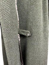 Load image into Gallery viewer, Original 1950's Volup Rensor Green Herringbone Wool Coat with Huge Faux Fur Collar - Bust 42 44

