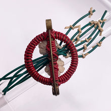 Load image into Gallery viewer, Original 1940&#39;s Red, White and Green Wartime Make Do and Mend Wire Brooch with Buttons and Floral Spray
