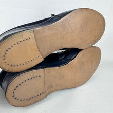 Load image into Gallery viewer, Original 1940's CC41 Deadstock Navy Blue Suede and Leather Wedge Shoes - UK 4 4.5

