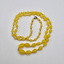 Load image into Gallery viewer, Original Art Deco 1930&#39;s Yellow Uranium Satin Glass Graduated Bead Necklace
