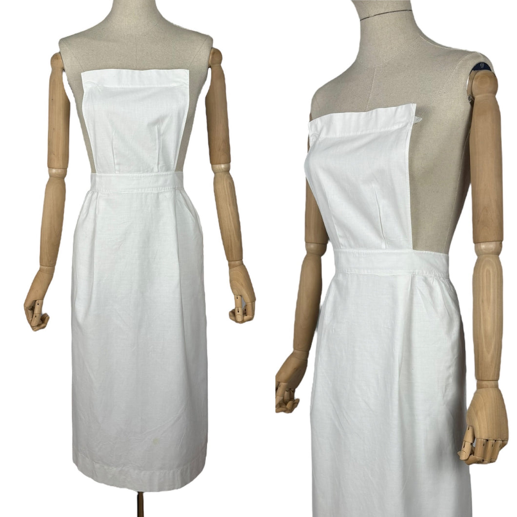 Vintage White Cotton Nurses Uniform Apron - No.3