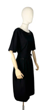 Load image into Gallery viewer, Original 1950’s Black Beaded Wool Wiggle Dress with Bow Trim from Budapest - Bust 40 42
