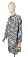 Load image into Gallery viewer, Original 1930&#39;s Crisp White Cotton Smock with Vibrant Floral Print in Blue, Green, Red and Yellow - Bust 34 36 38
