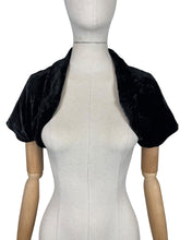 Load image into Gallery viewer, Original 1930's or 1940's Inky Black Velvet Evening Bolero - Bust 32 34
