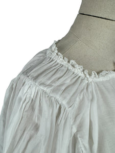 Antique Fine Cotton Lawn Chemise with Huge Sleeves - Would Make a Great Blouse - Bust 34 36