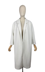 Original 1950's 1960's Dumarsel White Waffle Texture Edge to Edge Coat - Bust 40 42 44 46