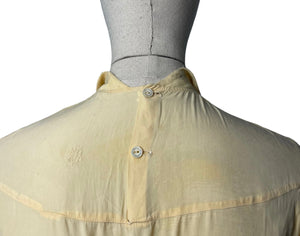 Original 1930's 1940’s Buttermilk Crepe Embroidered Button Back Blouse - As Is - Bust 34