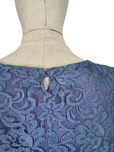 Load image into Gallery viewer, Original 1950's Lavender Blue Lace Dress, Bolero and Jacket Set by Mynette - Bust 38
