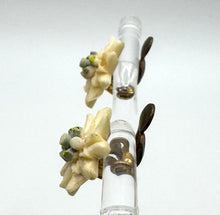 Load image into Gallery viewer, Original 1930&#39;s 1940&#39;s Carved Edelweiss Clip On Flower Earrings
