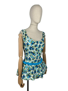 Original 1950's 1960's Aquapoise Swimsuit in Blue and Green - Bust 34