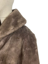 Load image into Gallery viewer, Fabulous Original 1950&#39;s Faux Fur Coat with Huge Cuffs, Shawl Collar and Large Buttons - Bust 38&quot; *
