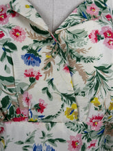 Load image into Gallery viewer, Original 1950&#39;s Pretty Pink, Yellow, Blue and Green Floral Day Dress in Artificial Silk - Bust 36 *
