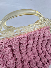 Load image into Gallery viewer, Original 1940's Pink Crochet Bag with Early Plastic Frame
