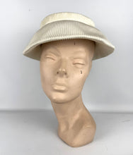 Load image into Gallery viewer, Original 1950&#39;s White Pleated Summer hat by Jacoll with Bow Trim *
