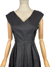 Load image into Gallery viewer, Original 1950's Black and Silver Textured Brocade Cocktail Dress - Bust 37
