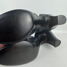 Load image into Gallery viewer, Original Deadstock 1940&#39;s Navy Blue Leather Peep Toe Shoes - UK 4 or 4.5
