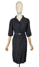 Load image into Gallery viewer, Original 1940's Black and White Petite Length Belted Day Dress - Bust 38 *
