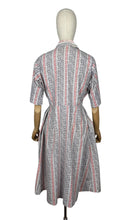 Load image into Gallery viewer, Original 1950’s Volup White, Grey and Pink Stripe Cotton Day Dress - Bust 44
