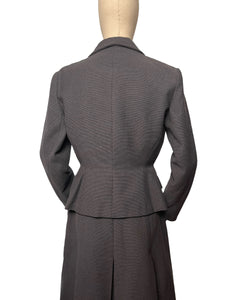 Original 1950's Dark Blue Grey Hebe Skirt Suit - Bust 38