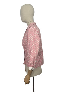 Original 1950’s Pink and White Polka Dot Lightweight Cotton Summer Jacket or Blouse - Bust 38
