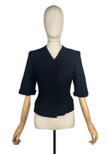 Load image into Gallery viewer, Original 1940's Hershelle Black Wool Short Sleeved Jacketed with Covered Buttons - Bust 34
