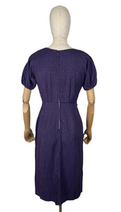 Original 1950's Purple and Black Wool Check Wiggle Dress - Bust 34 36