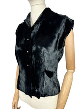 Load image into Gallery viewer, Original 1950&#39;s Inky Black Cotton Velvet Evening Blouse - Bust 34
