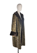Load image into Gallery viewer, Original 1950's Leopard Print Faux Fur Coat with Contrast Collar and Cuffs - Bust 40 42
