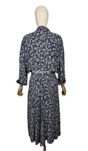 Load image into Gallery viewer, Original 1940's Volup Dress and Jacket Set in White and Navy Blue with Original Belt - Bust 44 46
