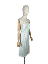 Load image into Gallery viewer, Original 1940’s CC41 Ice Blue Rayon Embroidered Slip by Prattis - Bust 34 36 *
