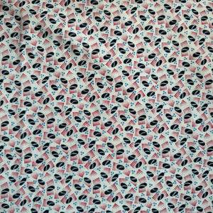 Original 1930's White, Black, Blue and Red Cotton Dressmaking Fabric - 33" x 148"