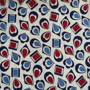 Original 1940's Patriotic Red, White and Blue Linen Dressmaking Fabric - 34" x 68"