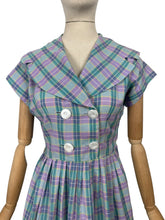 Load image into Gallery viewer, Original 1950’s Carolyn North Purple and Green Plaid Day Dress - Bust 36
