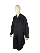 Load image into Gallery viewer, Original 1950's Hilmorn Reg'd Inky Black Wool Coat with Astrakhan Fur Trim - Bust 42 44
