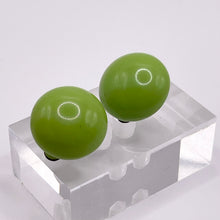 Load image into Gallery viewer, Original 1950&#39;s Lime Green Glass Clip on Earrings
