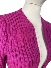 Load image into Gallery viewer, 1940&#39;s Reproduction Hand Knitted Bolero in Boysenberry Pink Acrylic - Bust 32 34 36 *
