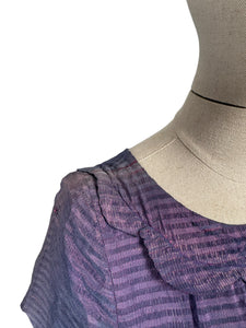 Original 1950's Purple and Pink Net Evening Dress with Scallop Detail - Bust 32 *