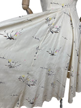 Load image into Gallery viewer, Original 1940&#39;s 1950&#39;s Feather Light Pure Silk Dress with French Print - Bust 36 38&quot;
