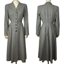 Load image into Gallery viewer, Original 1940&#39;s Grey Wool Princess Coat with Gorgeous Back Detail - Bust 36 37
