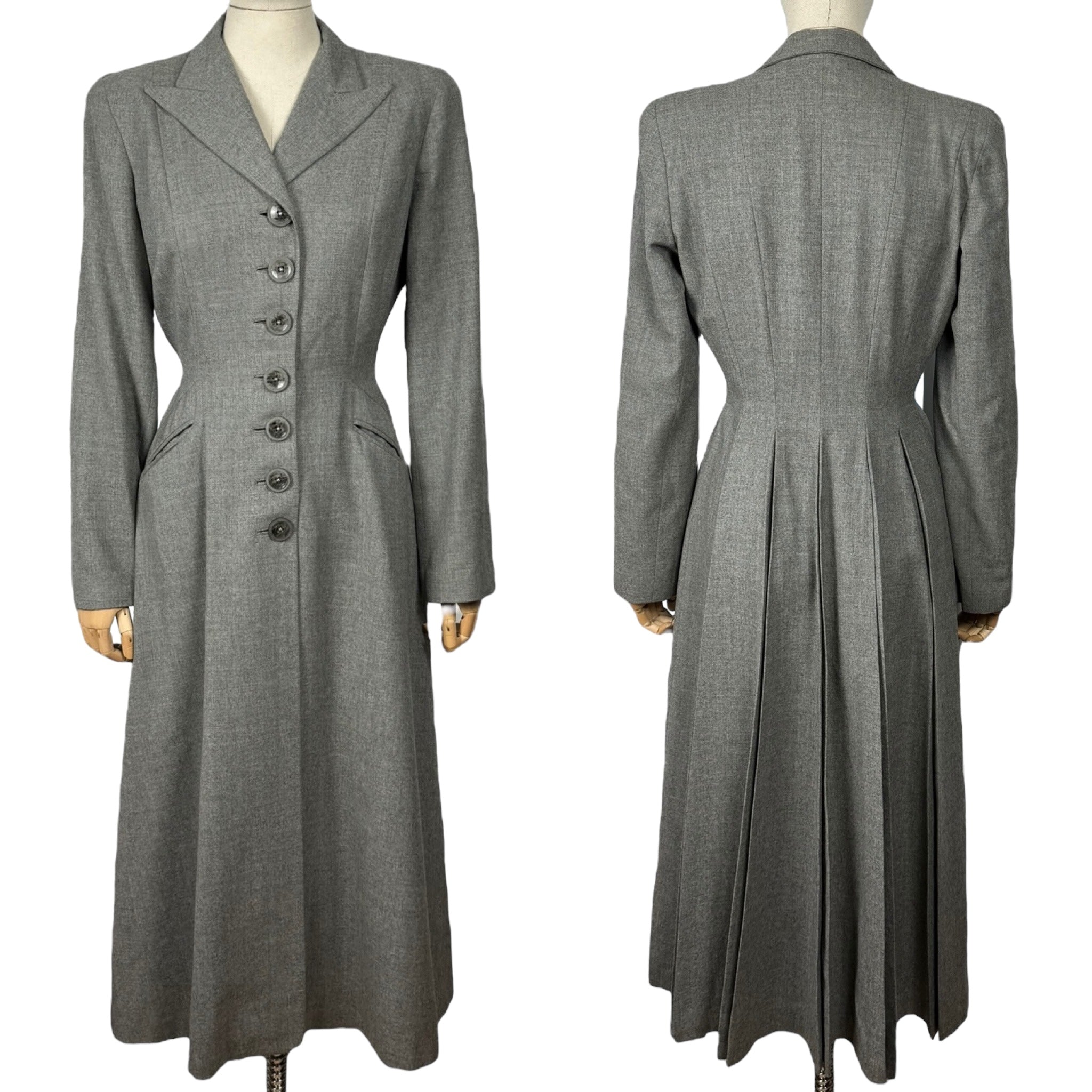 Vintage 1940s Miracle Black Astrakhan Lamb Collar Wool Coat Wartime Military Landgirl Chic Starlet / selling UK 10 12 14 / EU 38 40 42 / US 6 8 10