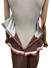 Load image into Gallery viewer, Original 1950's Brown, White and Orange Cotton Wiggle Dress - Bust 34"
