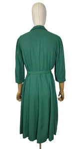 Original 1940’s Green Cotton Belted Day Dress - Bust 38 40