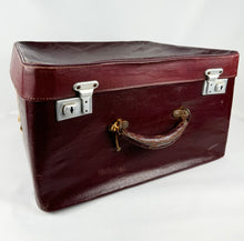 Load image into Gallery viewer, Original 1940&#39;s 1950&#39;s Burgundy Leather Travel Suitcase by Dinkie Luggage
