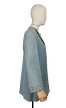 Load image into Gallery viewer, Original 1940&#39;s Wool Jacket in Soft Blue with Studded Cuffs and Pockets - Bust 36 38
