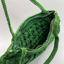 Load image into Gallery viewer, Original 1940&#39;s Small Green Crochet Handbag with Zip Closure
