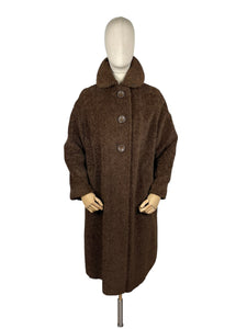 Original 1930's Dark Brown LISPAK British Alpaca Wool Coat with Huge Buttons by Barnett-Hutton - Bust 38 40