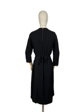 Load image into Gallery viewer, Original 1940&#39;s Inky Black Crepe Evening Dress with Net Yoke and Bow Trim - Bust 36 38 *
